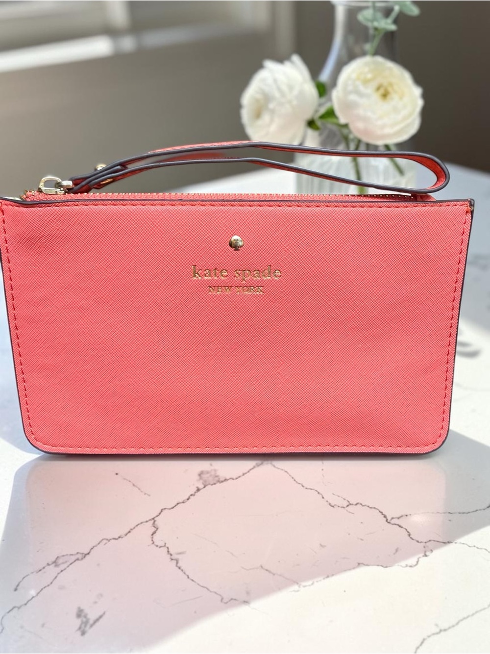 Kate Spade Saffiano Leather Coral Wristlet